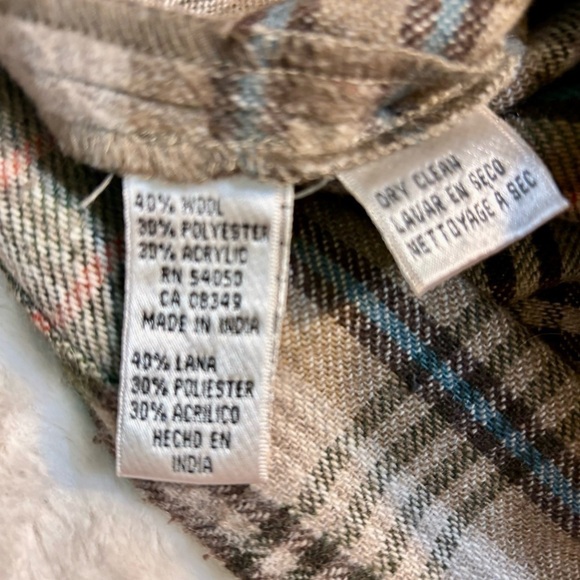 Vintage Evan Picone Top Sz 6 Wool Blend Snap-Up Plaid Tan Brown Long Sleeves - Picture 11 of 14